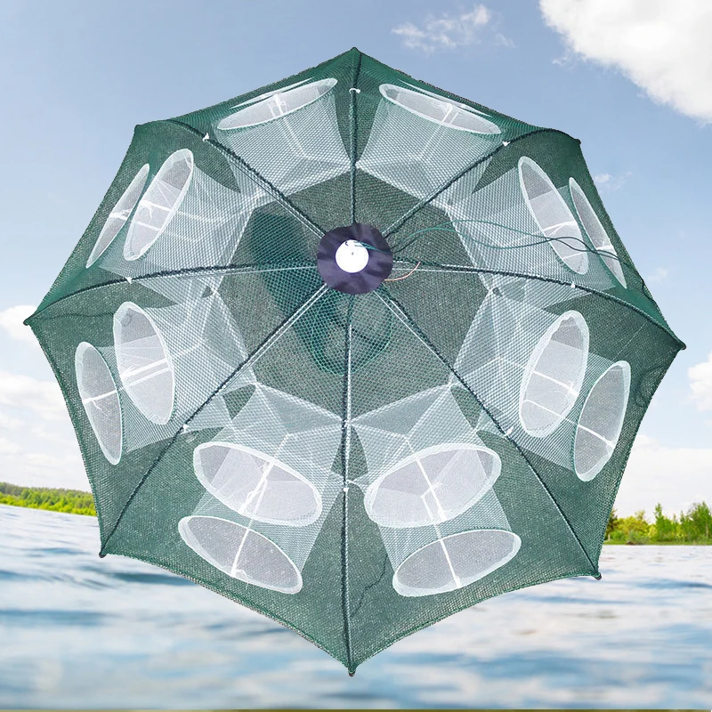 Складная Автоматическая рыболовная сеть с 4 20 отверстиями клетка для креветок