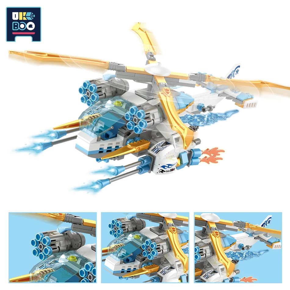 UKBOO 477PCS Storm Fighter Model City Ninja Building Blocks Helicopter Educational Figures Bricks Construction Toys for Children | Игрушки и