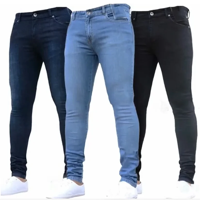 

Mens High Waist Zipper Stretch Jeans Classics Casual Slim Fit Trousers Male Plus Size Pencil Pants Denim Skinny Jeans for Men