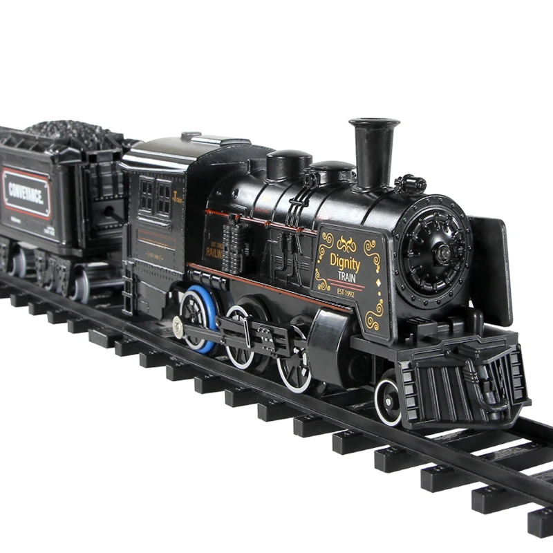 

Kids Simulation Steam Train Electric Train Toy Set Alloy Train Spray Track DIY Toy with Sound and Light Railway Set