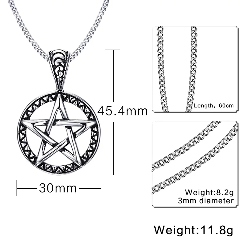 

Original Supernatural Pentacle Pentagram Pendant Men Necklace Witch Protection Star Amulet Necklace Jewelry Stainless Steel