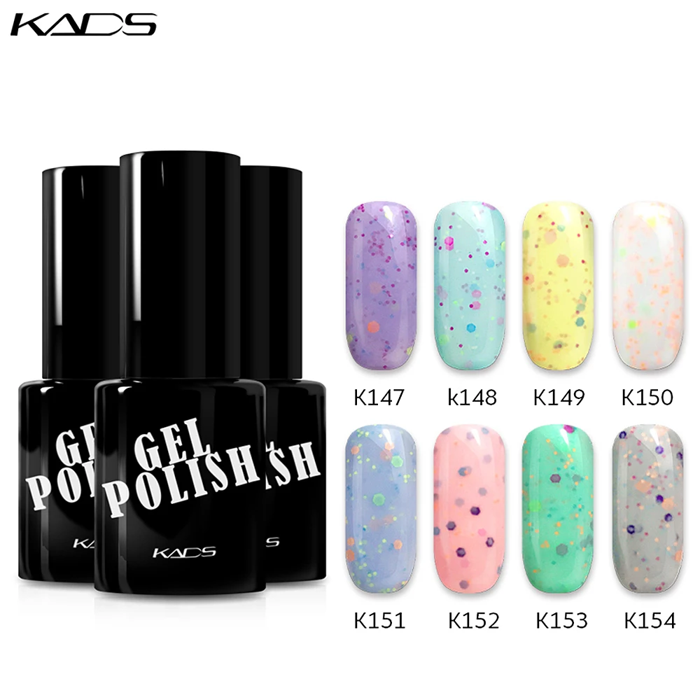 Kads Новое поступление сыр Гели для ногтей Польский Блёстки УФ гель лак Долгое soak off