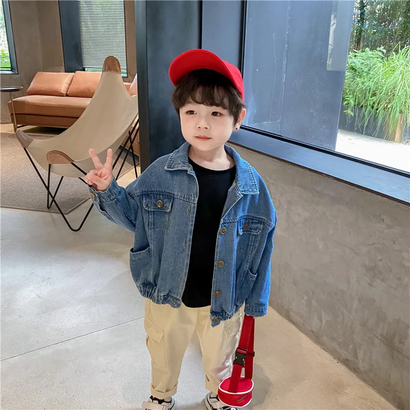

Spring kids boy baby waist loose denim jacket clothes for toddler boys outfits casual denim jacket 1-6 years clothing coats