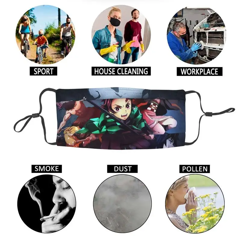 

Demon Slayer Washable Face Mask Unisex Adult Anime Anti Haze Dustproof Protection Cover Respirator Mouth Muffle