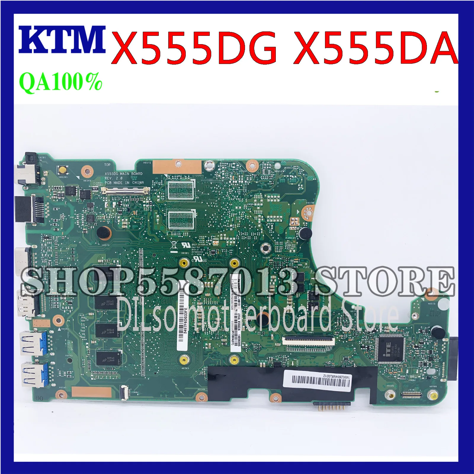 

KEFU X555DG Motherboard For ASUS X555YI X555YA X555D A555DG X555QG X555Y Laptop Motherboard A10-8700P 4GB REV2.0 Test work 100%