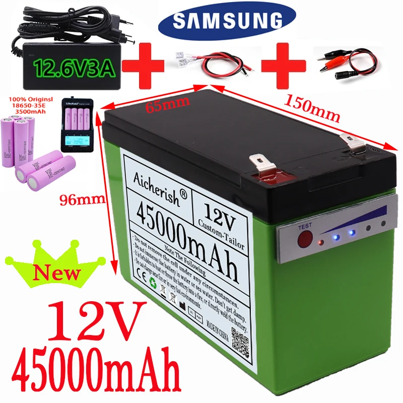 

12V 45Ah Sprayer E-Scooter E-Bicycle Li-Ion Battery BMS Motorcycle Is Suitable For Children's E-Car Toy Scale Access Control