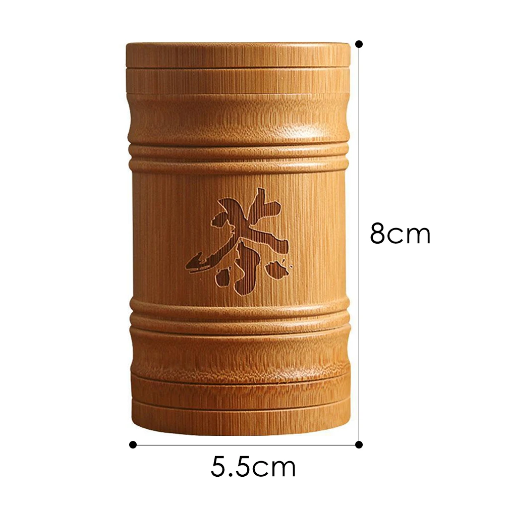 

Mini Pure Bamboo Straight Tea Can Storage Boxes Small Travel Sealed Portable Tea Coffee Container Small Jar Tea Caddy Organizer