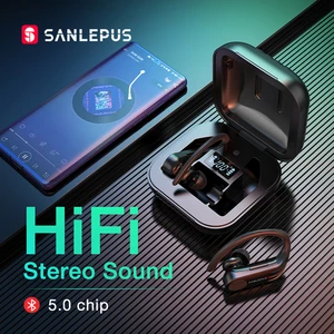 Bluetooth-наушники SANLEPUS, TWS 5,0, со светодиодным дисплеем, беспроводные наушники, стереонаушники для Xiaomi, игровая Спортивная гарнитура