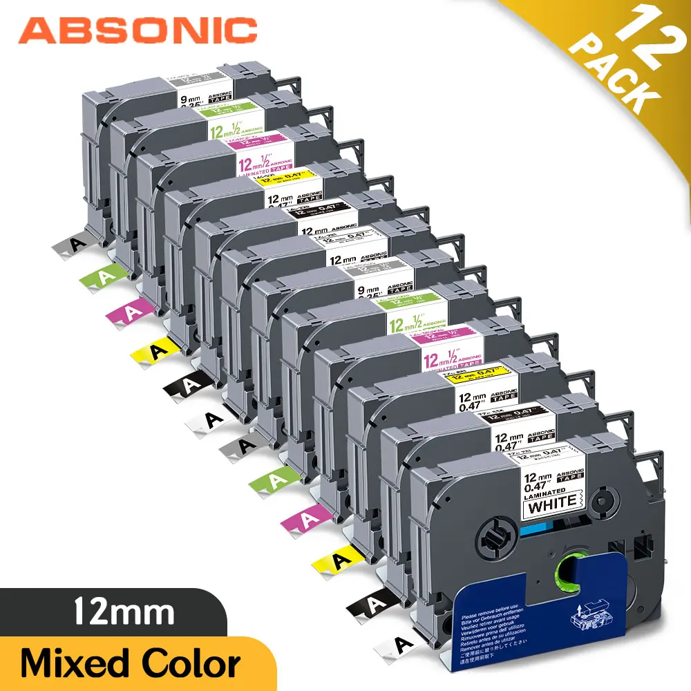 

Absonic 12PK 12 мм лента для маркировки совместимы для Brother 231 231 Для 335 PT-D210 PT-D600 PT-H100 этикетировочная машина