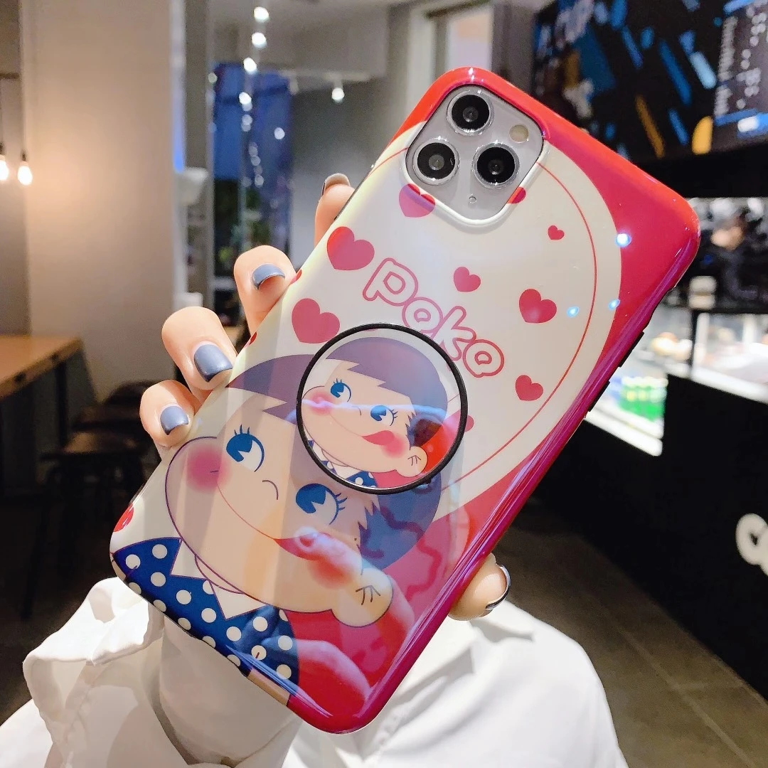 

Japan Peko Poko Milky Girl phone Case For iPhone 12 12MINI 12PRO MAX XS MAX XR 7 8 Plus 11 Pro Max Soft cover with kickstand