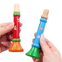 13 x 3 5 x1 5cm wooden trumpet piccolo flute small speakers kid musical instrument education toy safe non toxic trumpet piccolo