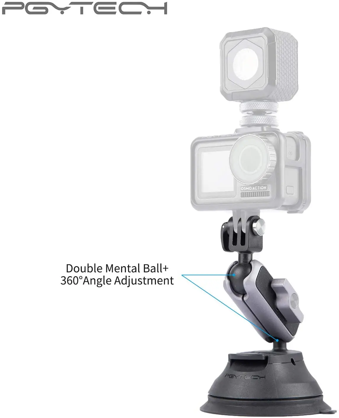 Крепление на присоске PGYTECH совместимое с DJI OSMO Action Pocket 2 Gopro 10 9 8 7 6 5 Insta360 ONE X |