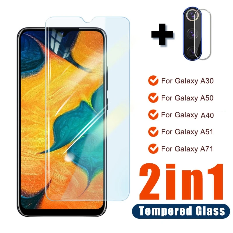 Закаленное стекло для камеры 2 в 1 экрана Samsung Galaxy A20 A20S A30S A50 A70 A40 A20E на A51 A71 A 70 50 51