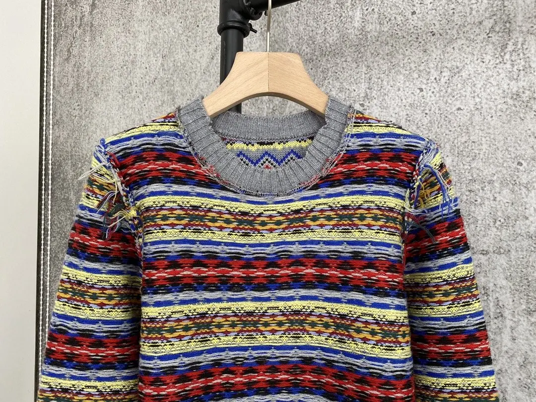 fashion 2021 new ladies long sleeve sexy casual color contrast knit top 1028