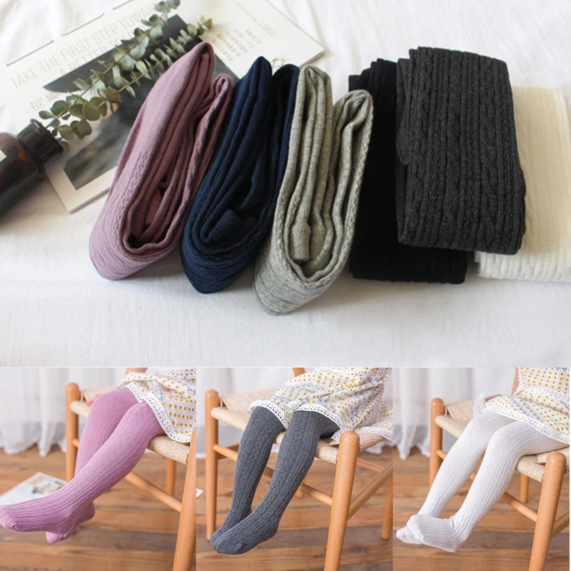 0-8 Yrs Knitting Cotton Baby Girls Pantyhose Autumn Winter Newborn Tights Toddler Stockings Kids Infant Knitted Warm Stockings