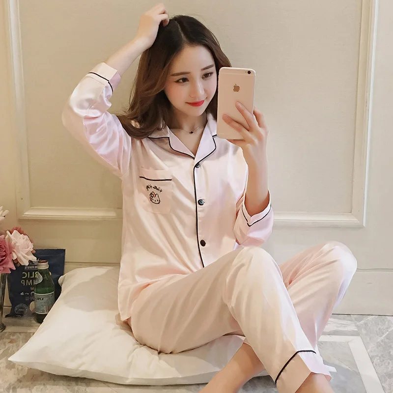 Женская пижама для женщин шелковая Мерил атласная одежда сна девочек Женский