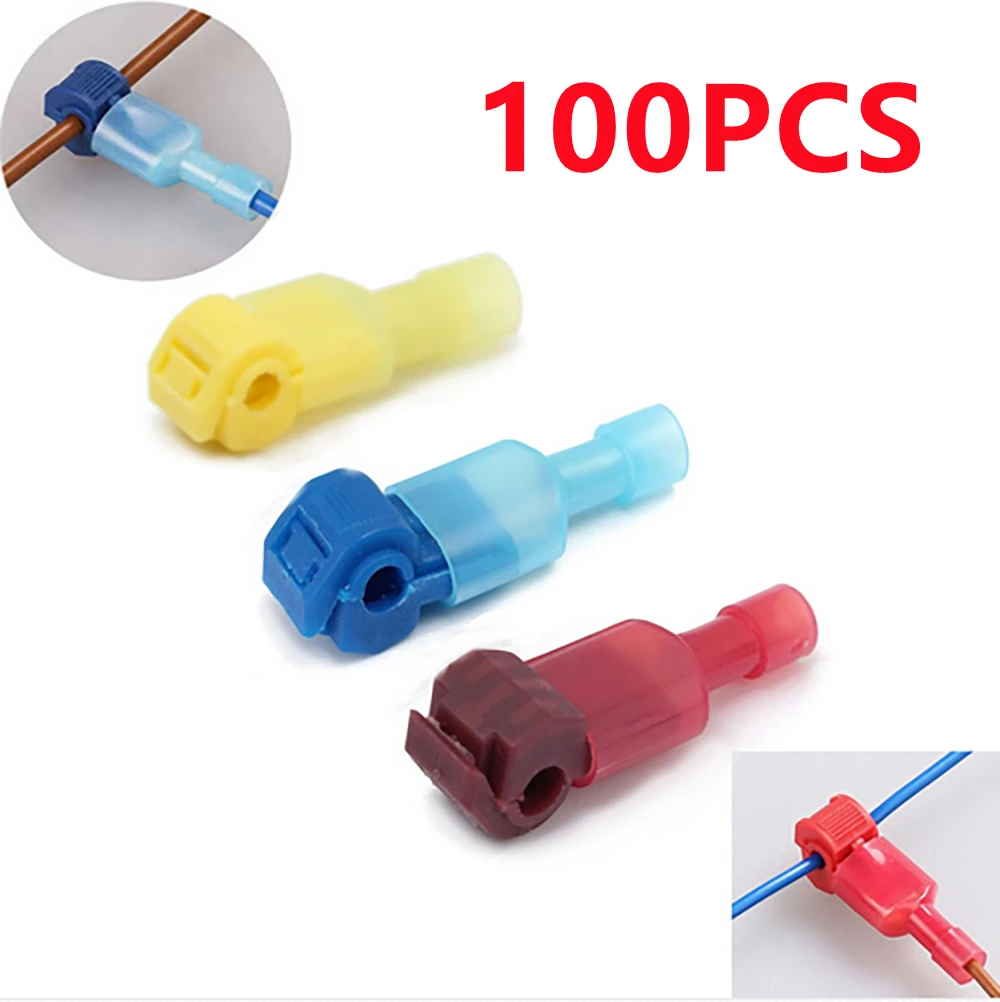 100/50pcs T Tap Wire Connector Quick Electrical Cable Connectors Snap Splice Lock Terminals Crimp Waterproof | Обустройство дома