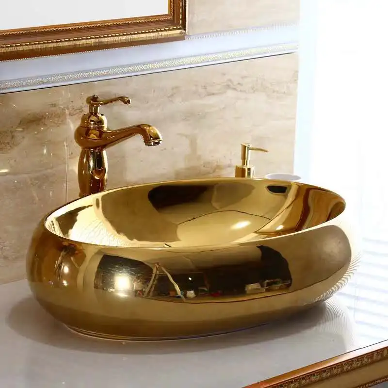 

Golden wash basin ceramic domestic wash basin ceramic toilet rectangular on stage basin square artistic basin