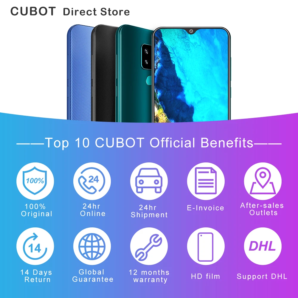 Смартфон Cubot R19 5 71 &quot19:9 Waterdrop полный экран 3 Гб + 32 ГБ Android 9 0 Pie MT6761(Helio A22) Задняя