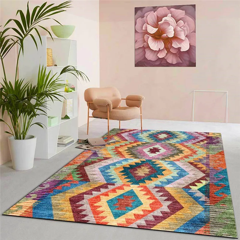 

Fashion Color Rug Simple Geometric Ethnic-Style Carpet Living Room Bedroom Bedside Carpet Kitchen Bathroom Floor Mat