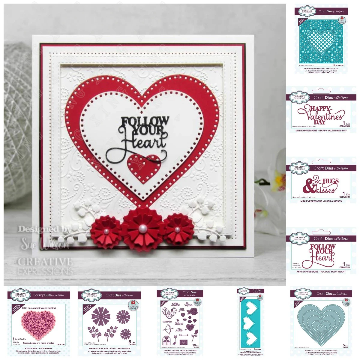 

Diy Card Series Scrapbook Valentine's Day 2022 Hugs & Kisses Heart Leaf Flower Accessories Background Metal Cut Embossing Dies