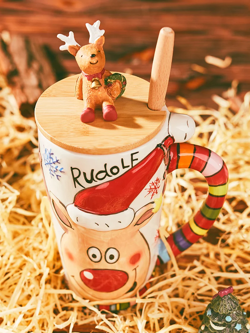 Тысячи ручной раскрашенные кружки Санта Клаус керамическая кружка с крышкой для