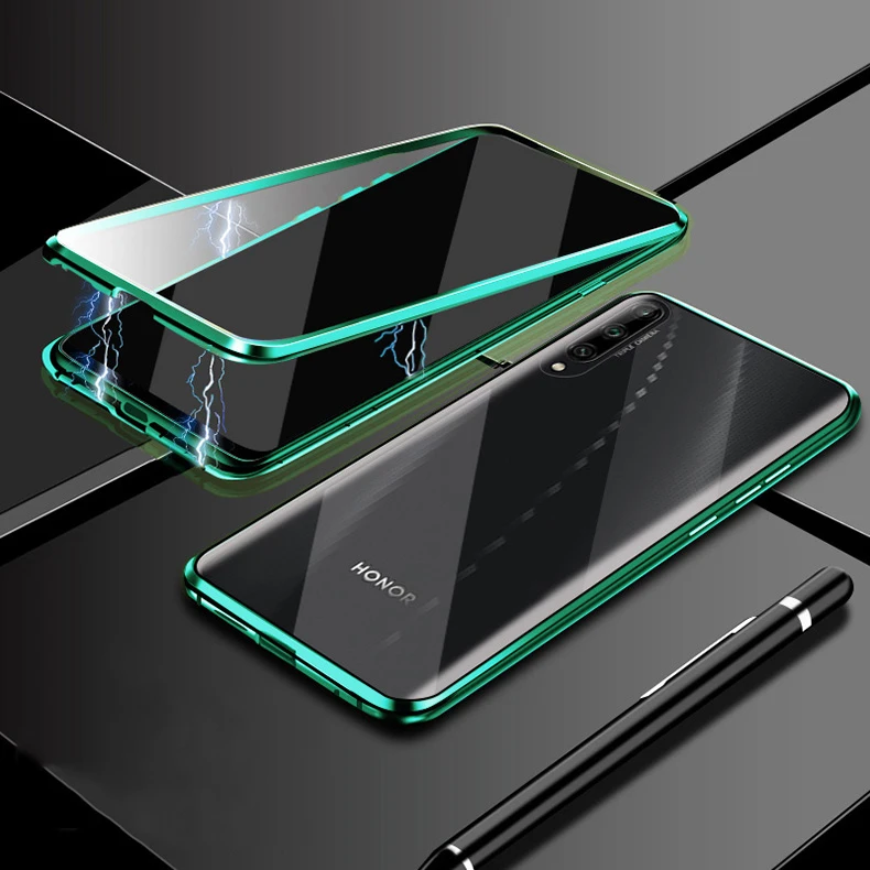 Магнитный чехол для huawei Honor V30 Play 3 Note 10 8 S, двусторонний стеклянный чехол, металлический бампер Nova 6SE V20 9X Pro 8X MAX чехол