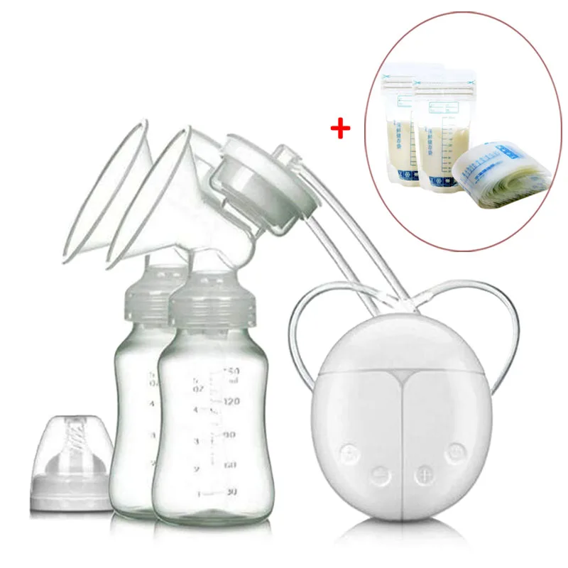 Electric breast pump & 30 pcs milk storage bag Feeding Breast Pumps Large Suction Breast Massage Milk Sucker Puller Milker Pump