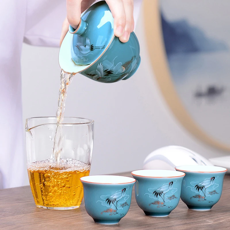 Синий и белый фарфор Gaiwan чай, гайвань комплект древней китайской глазурь Цзиндэчжэнь Чай набор чайная чашка для различных Чай