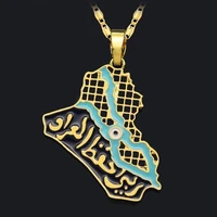 trendy arab iraq country map shape pendant necklace mens womens necklace fashion metal country map pendant accessories jewelry