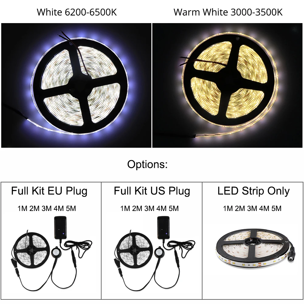 Движения Сенсор Светодиодные ленты светильник 12V 2835 SMD 60 Светодиодный S/m Сенсор ночной Светильник кровать светильник с автоматическим выключением таймер светильник