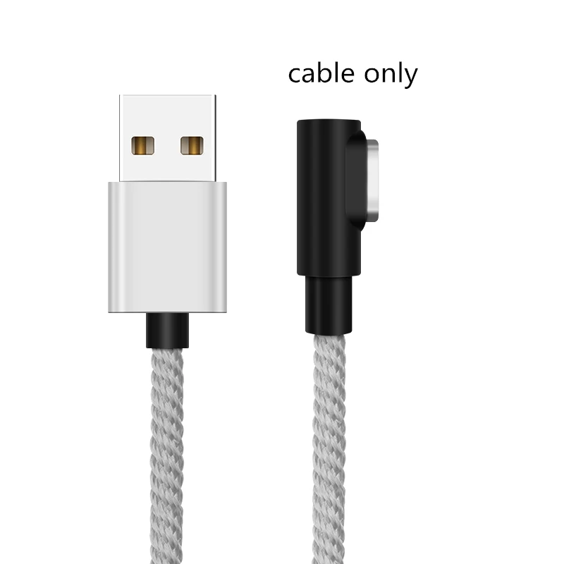 Only Silver Cable 90 градусов 3A Магнитный кабель Micro USB кабель type C кабель передачи данных для быстрой зарядки для iPhone XS MAX XR SAMSUNG S10 Plus S9+ S8 Note 9 - Цвет: Only Silver Cable