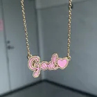 Новинка 2021, эмалированное ожерелье с именем для женщин, подчеркивающее контур, индивидуальное ожерелье с именной табличкой на заказ, кулон с кристаллами, ожерелье, подарок