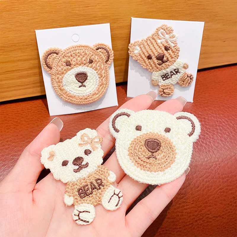 

Cartoon Bear Knitted Wool Hairpin Sweet Cute Bangs Korean Hair Accessories Girl Barrette Kawaii Headwear Card Issuance Hairclips