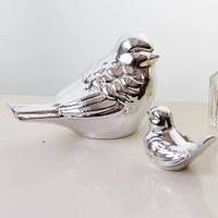 nordic silver pottery bird golden figures home decor accessories bird figurine wedding ornaments