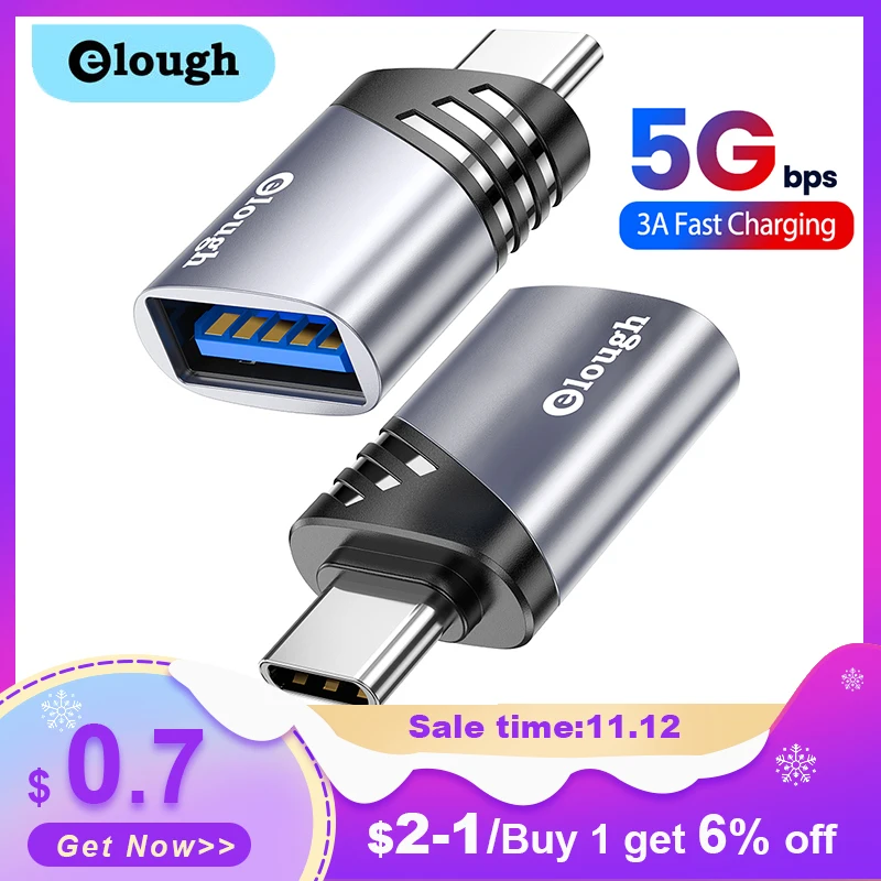 Адаптер Elough USB 3,0 Type C OTG, переходник с USB C «папа» на Micro USB «Мама», конвертер для Macbook, Samsung, Huawei, Xiaomi Type C на USB OTG,USB3.0 to Type-c,Type-c to USB,Micro to type -c