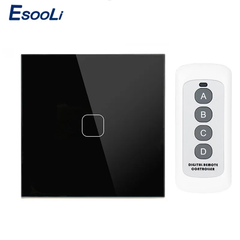 1 Gang Remote Esooli ЕС/Великобритания стандарт 1/2 банды беспроводной пульт дистанционного управления свет сенсорные переключатели, умный дом RF433 дистанционное управление настенный выключатель - Цвет: 1 Gang Remote