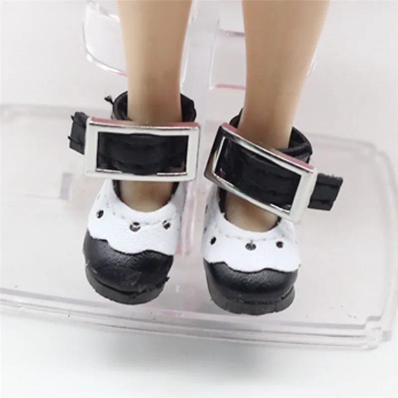Черный 1 пара 2,8 см обувь подходит для Blyth Licca Jb Pullip кукла мини игрушка обувь для русской куклы 7 цветов кружевная обувь для 1/6 BJD куклы - Цвет: Черный