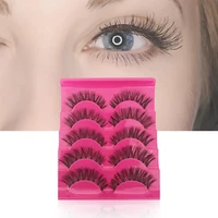 50 hot sale 5 pairs fake eyelash natural looking transparent stems plastic fiber stylish false eyelashes for women