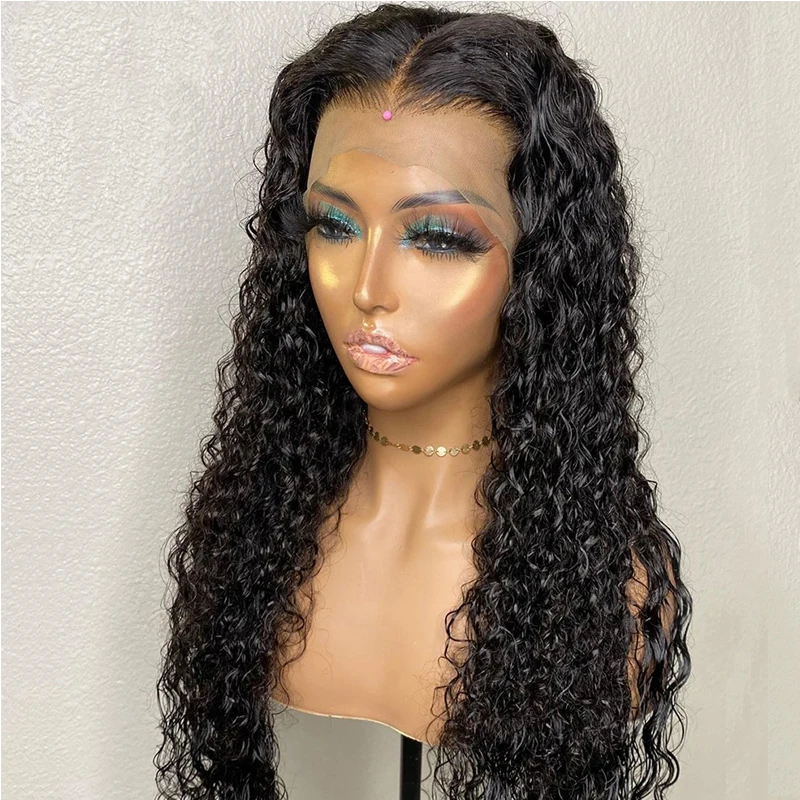

Kinky Curly Jet Black Glueless Lace Front Wig Loose Wave Synthetic Wig Heat Resistant PrePlucked Natural Hairline With Baby Hair