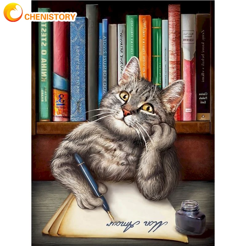 

CHENISTORY Diy Oil Painting By Numbers Cat Animals Kit Acrylic Paint On Canvas Wall Art Picture HandPainted Home Decor Art Gift