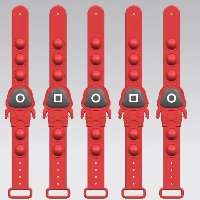 

Squid Game Pop It Bracelet Toy Anti Stress Hand Fidget Toys Kawaii Soft Silicone Wristband Portable Stress Relief Kids Toy Gifts