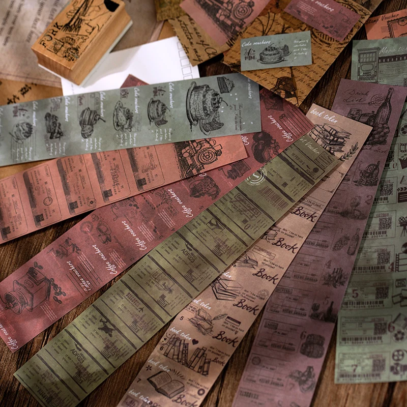 Наклейки бумажные в стиле ретро стикеры для записываемых журналов и билетов