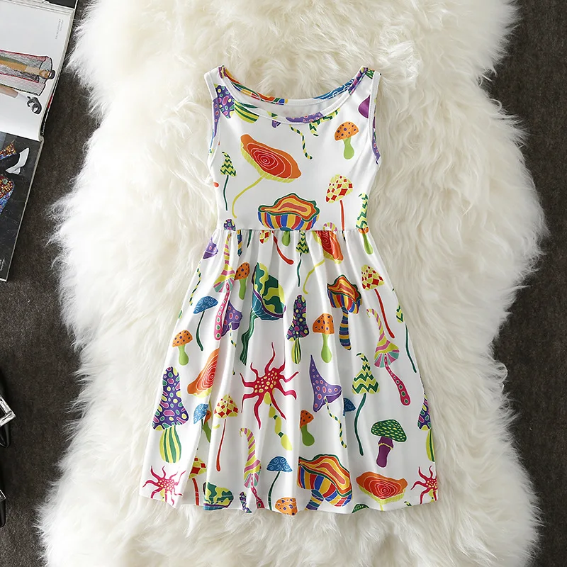 Summer Girls Dresses Mouse Unicorn Flower Print Cotton Clothes for Birthday Party Princess Baby | Детская одежда и обувь