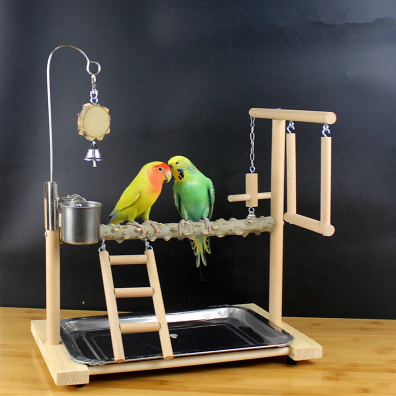 

Parrot Playstands Toys Tray Bird Swing Climbing Hanging Ladder Bridge Wood Cockatiel Playground Bird Perches Bird Feeder