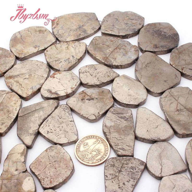 _ Серебристо серый пиритовый камень бусины россыпью для самостоятельного