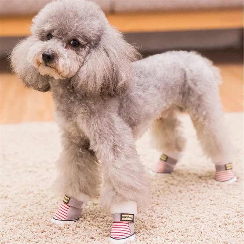 4 шт для питомцев зимний теплый ботинки щенок Смешанный хлопок теплая зимняя