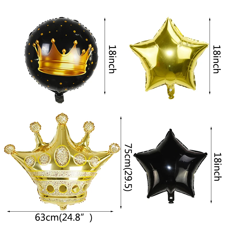 

Gold Black 32inch Number Balloon Crown Star Foil Balloons for Birthday Party Digit Helium Globos Decoration Baby Shower Supplies