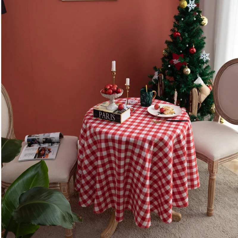

Plaid Christmas Tablecloth Cotton 2022 Dining Table With Chairs Kitchen Textiles Living Room Center Tables Round Desk Cover