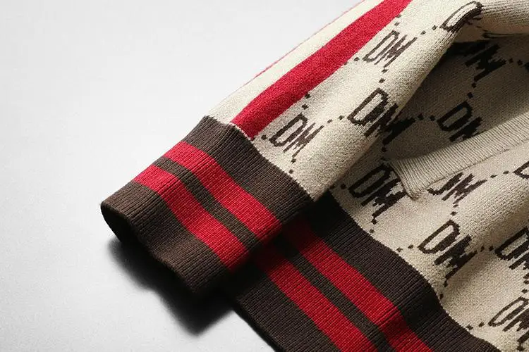 Новые мужские Роскошные зимние джентльменские вязаные Повседневные свитера в полоску с вышивкой, кардиганы азиатского размера, высокое качество, Drake# M94